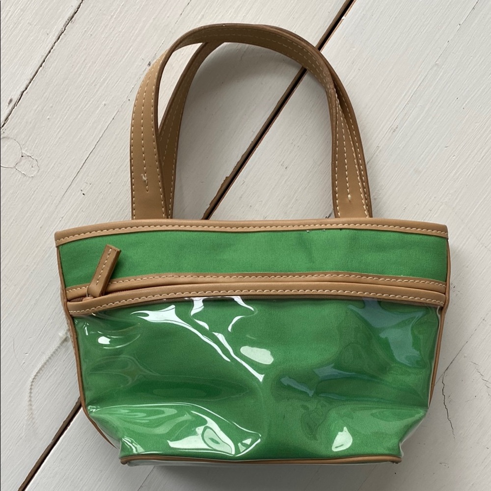 Green and Tan Women's mini purse
